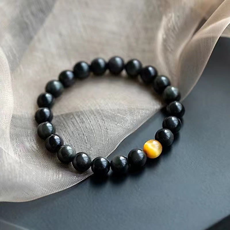 Natural Rainbow Obsidian Tiger Eye Positive Love Bracelet