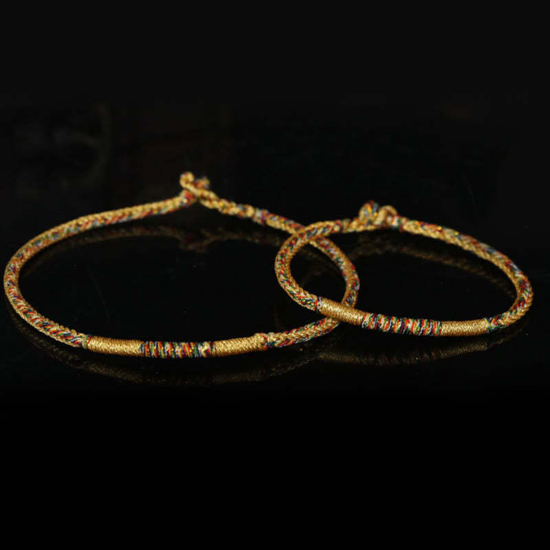 Handmade Gold Multicolored Rope Protection Braided Bracelet Anklet