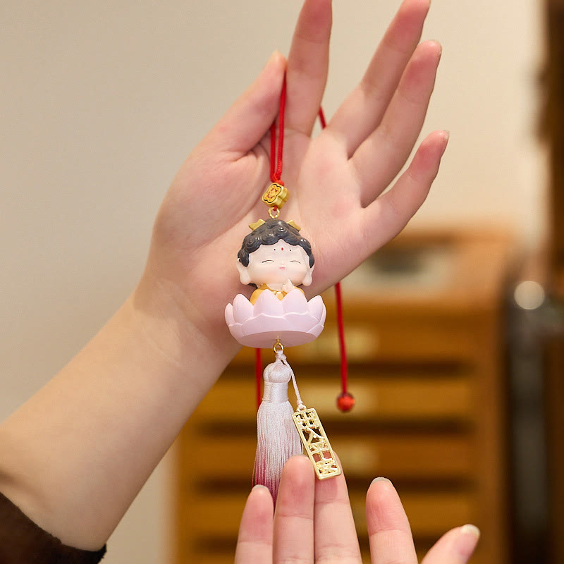 Lotus Avalokitesvara mystic zen Fu Character Wealth Car Hanging Decoration