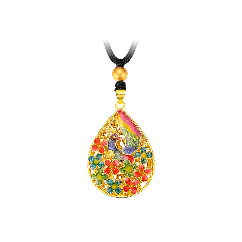 Colorful Phoenix Flower Luck Strength Necklace Pendant