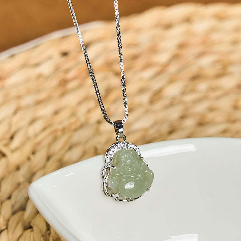 Natural Hetian Jade Laughing mystic zen Abundance Necklace Pendant
