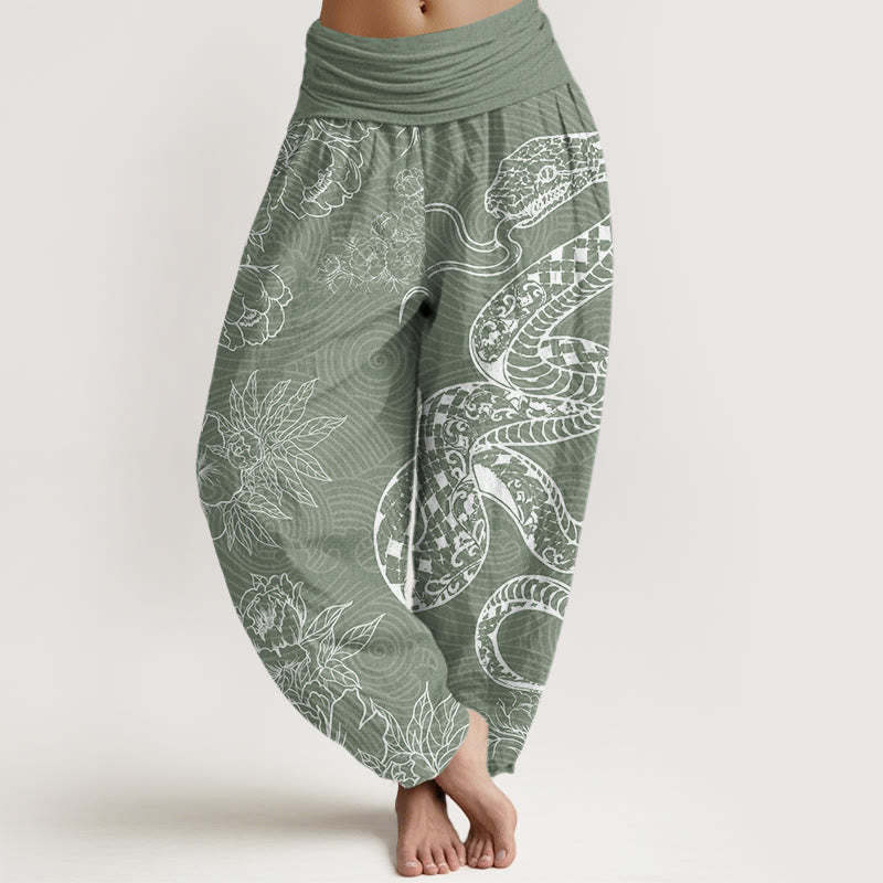 Snake Lotus Women's Elastic Waist Harem Pants