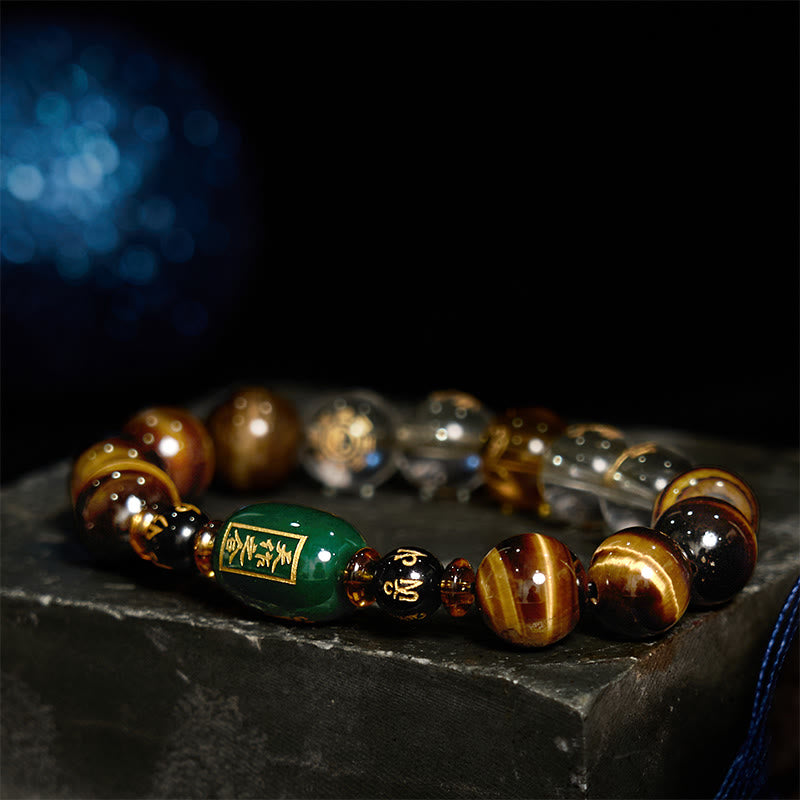 Chinese Zodiac Tiger Eye White Crystal Courage Bracelet