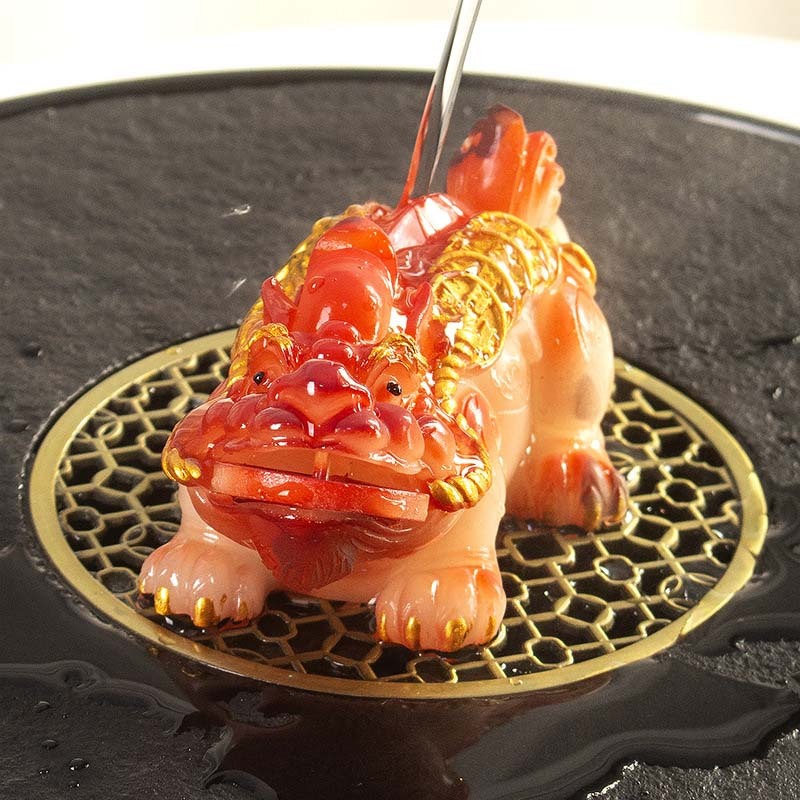 Color Changing Small PiXiu Copper Coins Resin Tea Pet Wealth Home Figurine Decoration