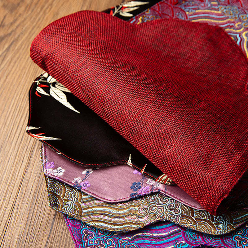 Sea Wave Bamboo Plum Blossom Brocade Embroidery Cup Mat Pad Tea Cup Coaster Kung Fu Tea Mat