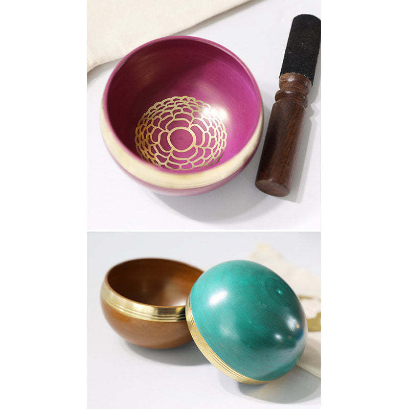 Tibetan Sound Bowl Handcrafted for Chakra Healing and Mindfulness Meditation Singing Bowl Set