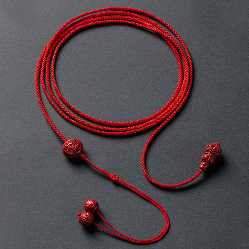 Natural Cinnabar Chinese Zodiac?Gourd Calm Blessing Red String Belly Chain