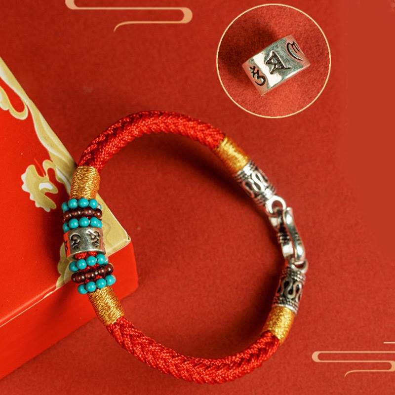 Red String Black String Six True Words 925 Sterling Silver Connection Bracelet