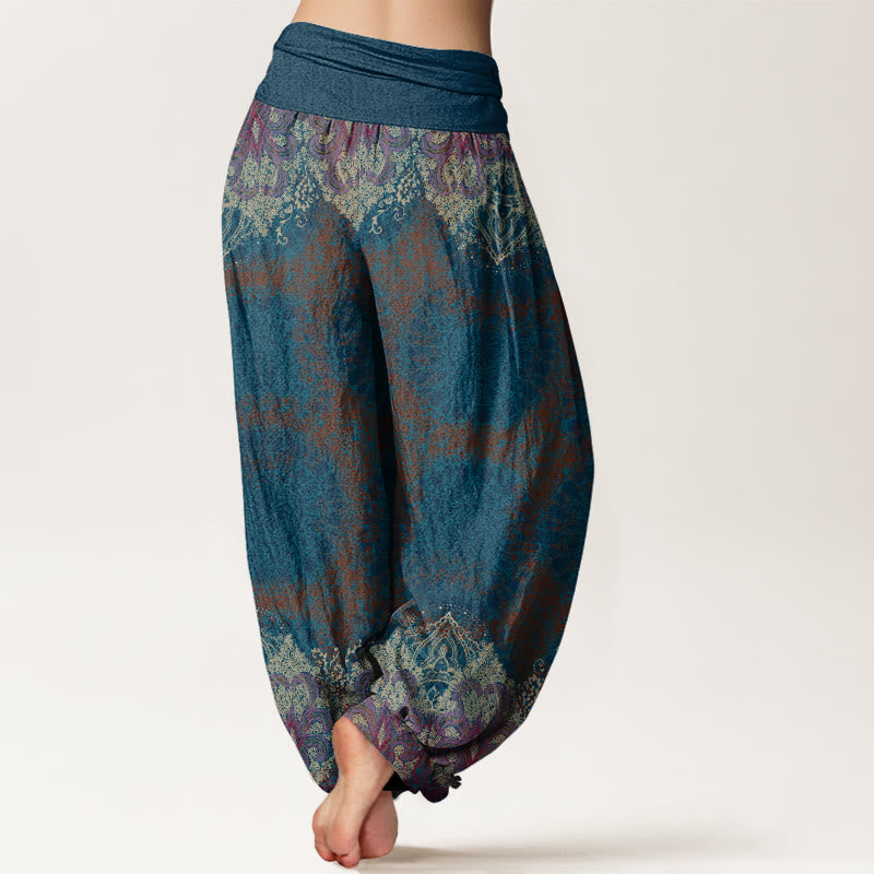 Casual Lycoris Radiata Mandala Pattern Women's Elastic Waist Harem Pants