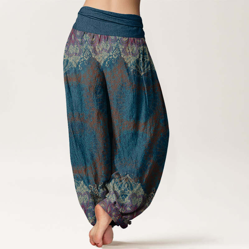 Casual Lycoris Radiata Mandala Pattern Women's Elastic Waist Harem Pants
