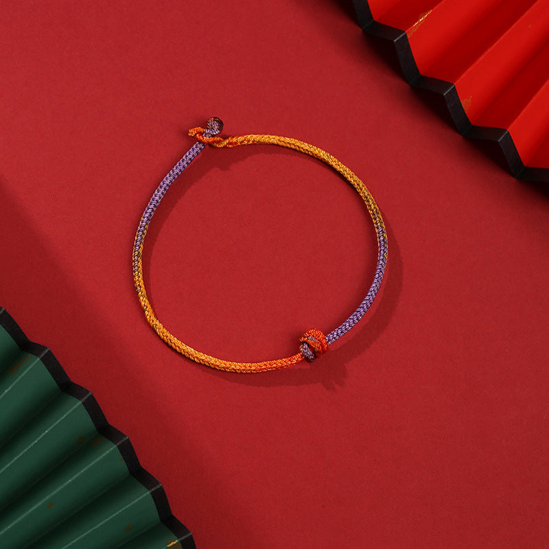 Handcrafted Colorful Purple Gold Red Braid Rope Bracelet