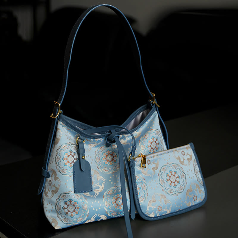Handmade Flower Crane Deer Butterfly Song Brocade Crossbody Bag Hangbags