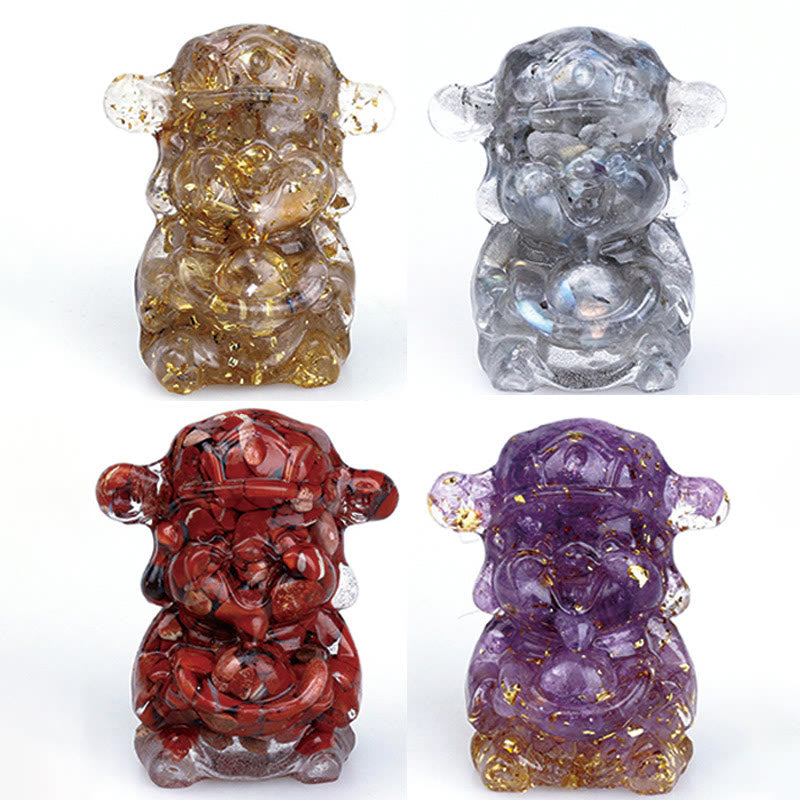 God of Wealth Amethyst Crystal Resin Energy Fortune Home Decoration
