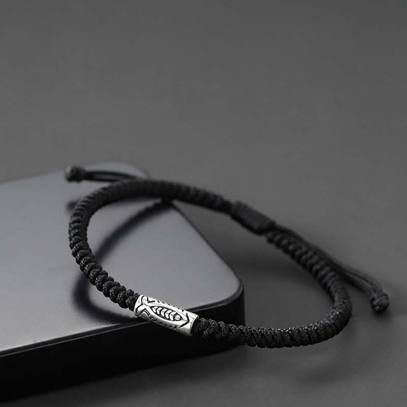 Tibet Koi Fish Wealth Black String Bracelet