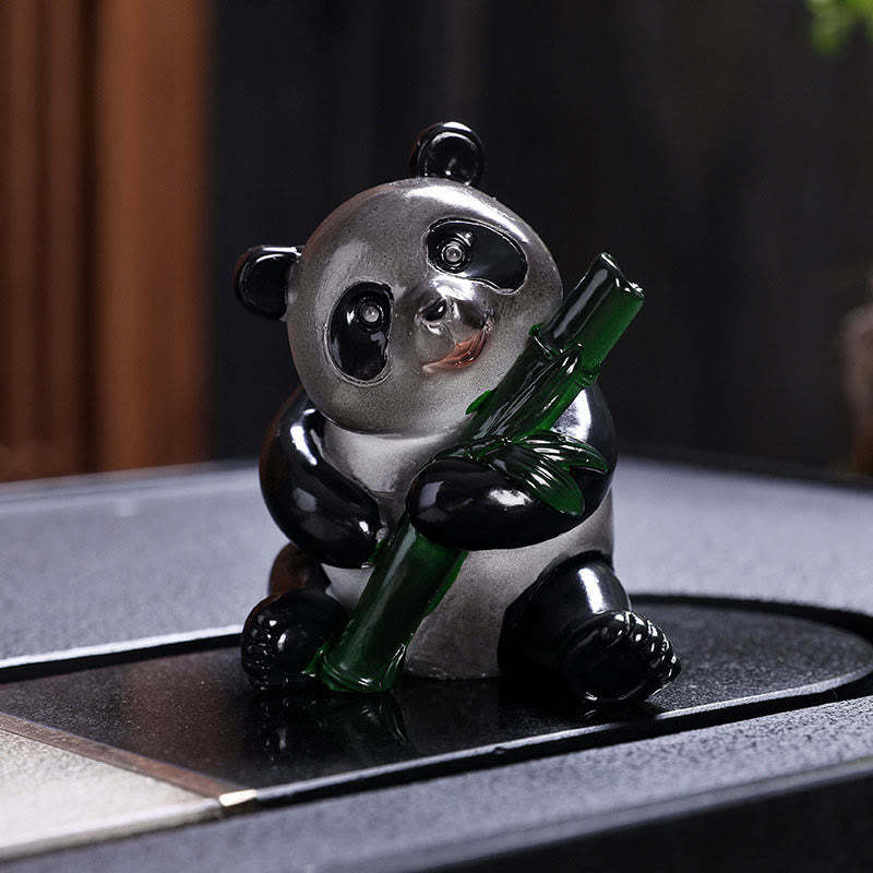 Color Changing Small Cute Panda Bamboo Tea Pet Resin Home Figurine Decoration