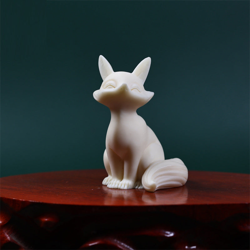 Mini Nine-tailed Fox Ivory Fruit Protection Home Decoration