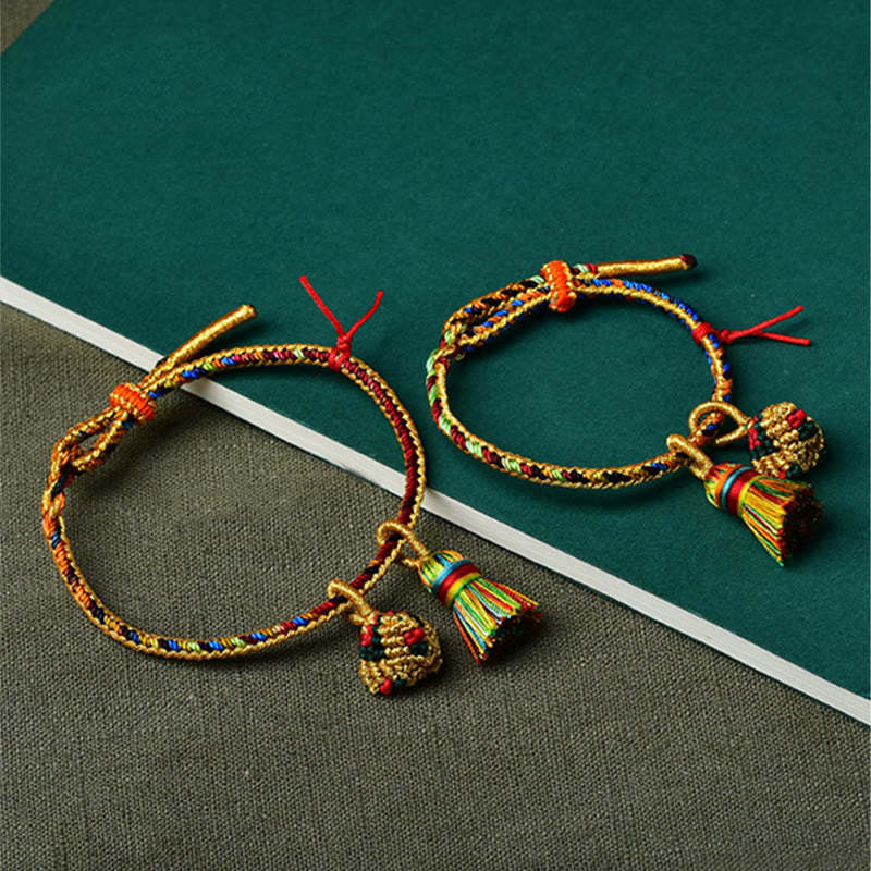 Colorful Rope Luck Handmade Zongzi Golden Ball Charm Bracelet