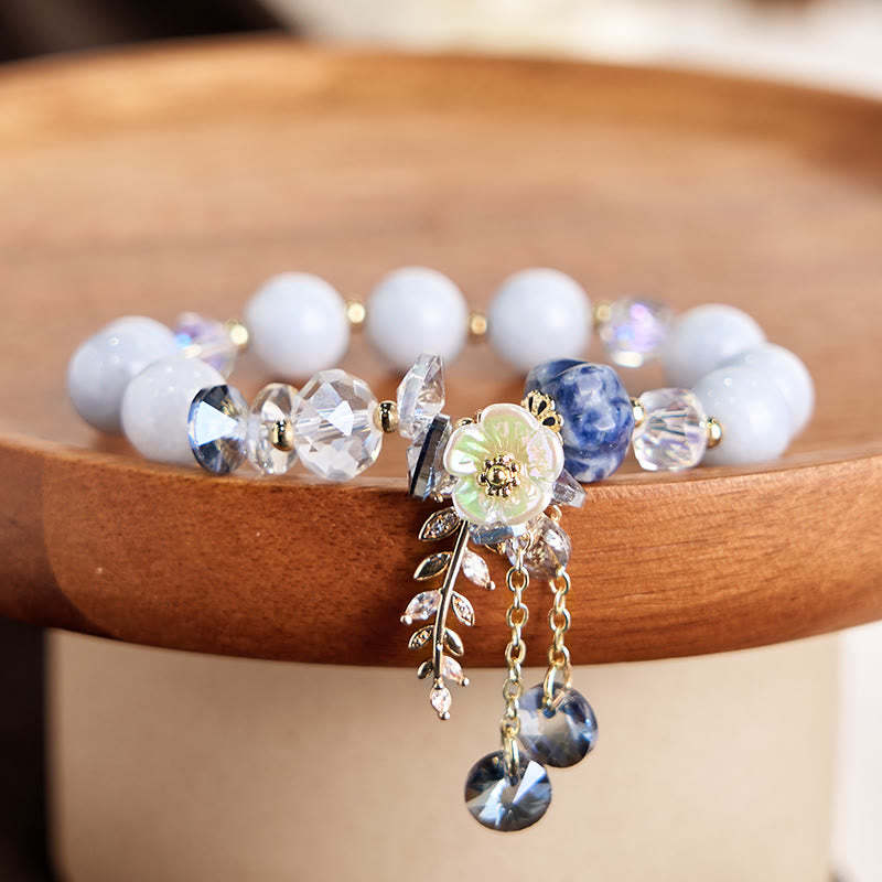 Blue Crystal Amethyst Sun Stone Green Aventurine Healing Bracelet