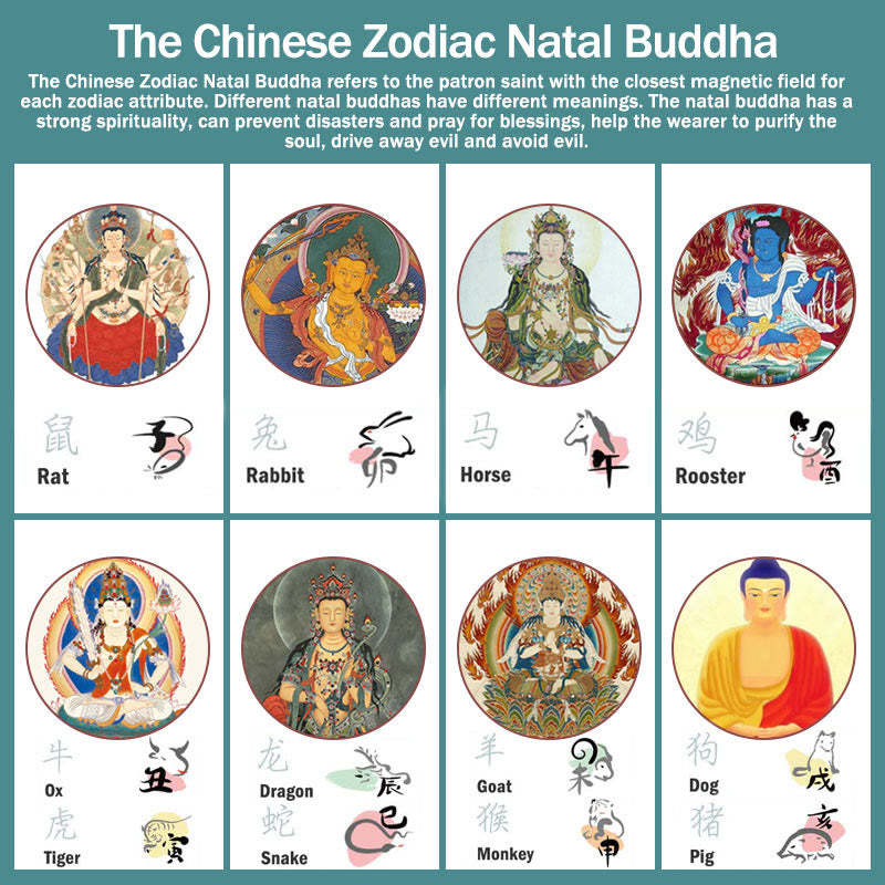 Chinese Zodiac Natal mystic zen Blessing Liuli Crystal Compassion Necklace Pendant