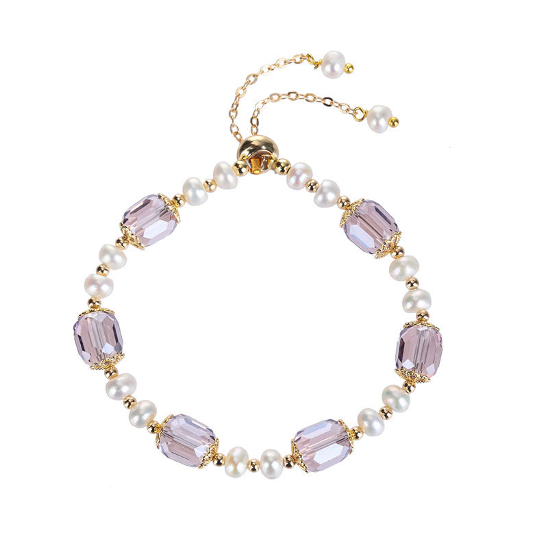 Natural Amethyst Pearl Peace Healing Chain Bracelet