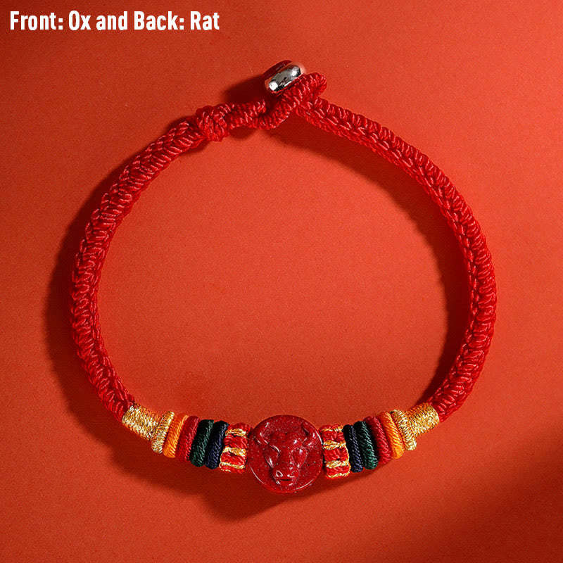 Year of the Dragon 925 Sterling Silver Chinese Zodiac Cinnabar Auspicious Matches Blessing Bracelet