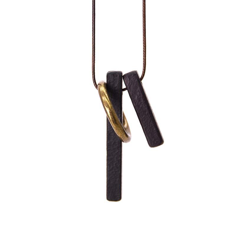 Zen Circle Ebony Wood Enlightenment Necklace Pendant