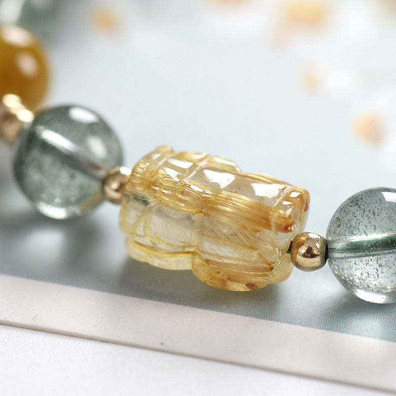 Green Phantom Citrine PiXiu Confidence Bracelet