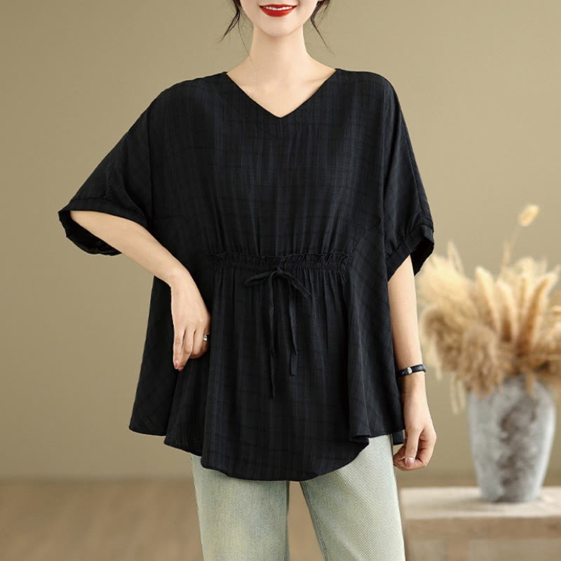 Casual Solid Color Half Sleeve Half Button Women's T-Shirt