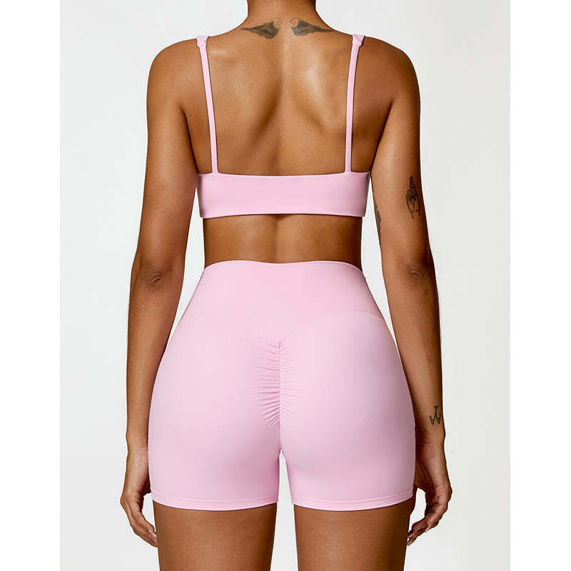 Gym Sports Yoga Backless Bra Crop Tank Top Shorts