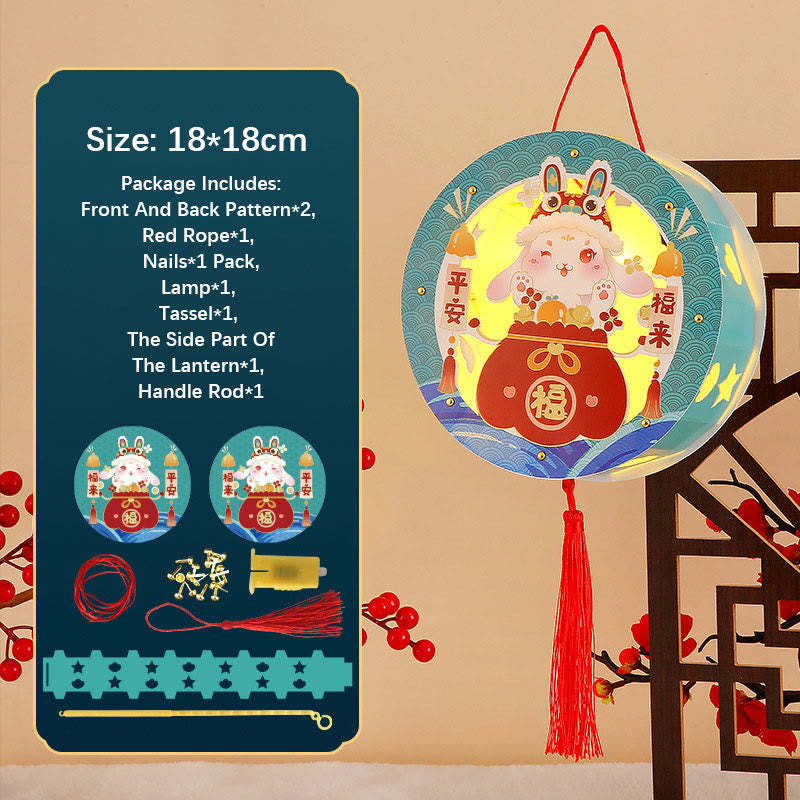 DIY Good Luck Cute Rabbit Paper Lantern Lamp Mid-Autumn Festival Lantern Decoration