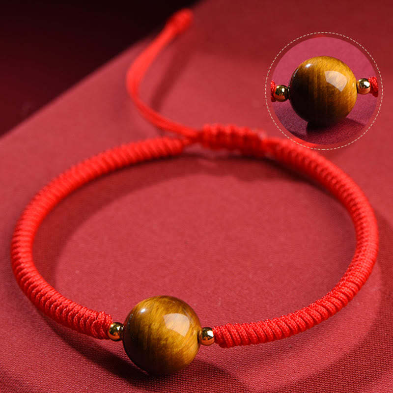 Handmade Tiger Eye Bead Luck Protection Rope Bracelet