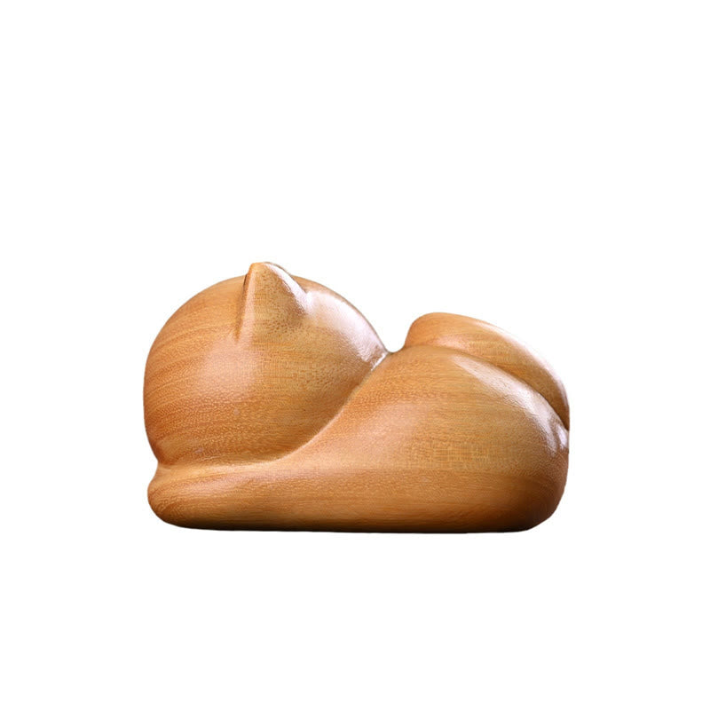Small Cute Confident Sleeping Cat Sandalwood Healing Home Decoration