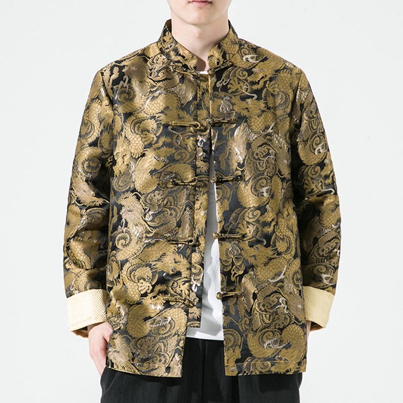 Chinese Dragon Frog-button Tang Suit Cotton Men's Jacket Shirt