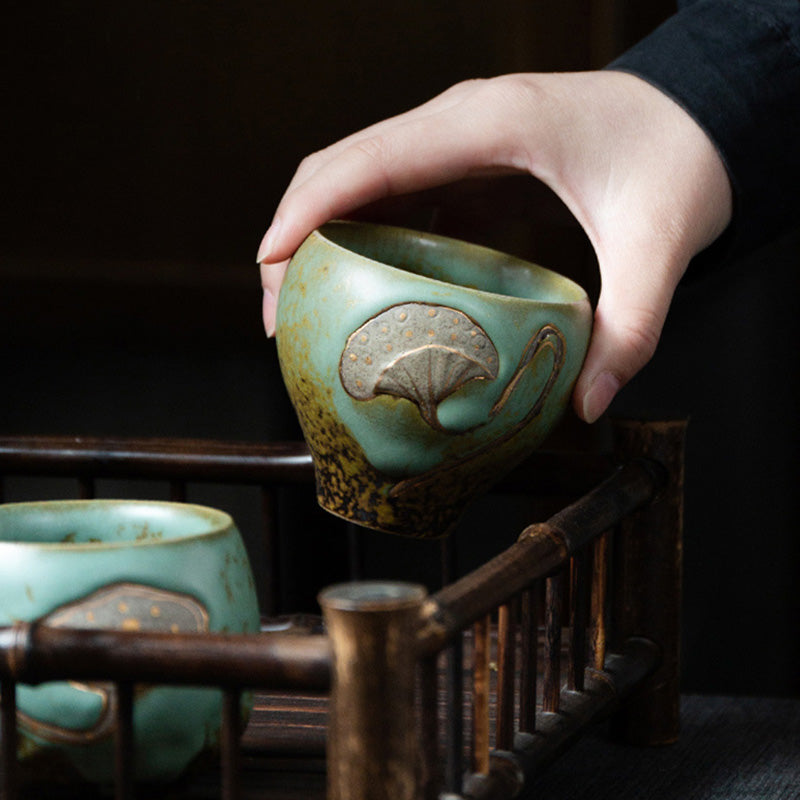 Lotus Pod Engraved Teacup Kung Fu Tea Cup