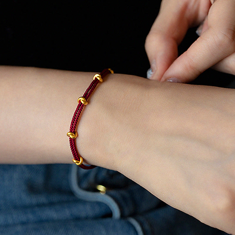999 Gold Wish Knot Design Handmade Luck?Braided Rope Bracelet