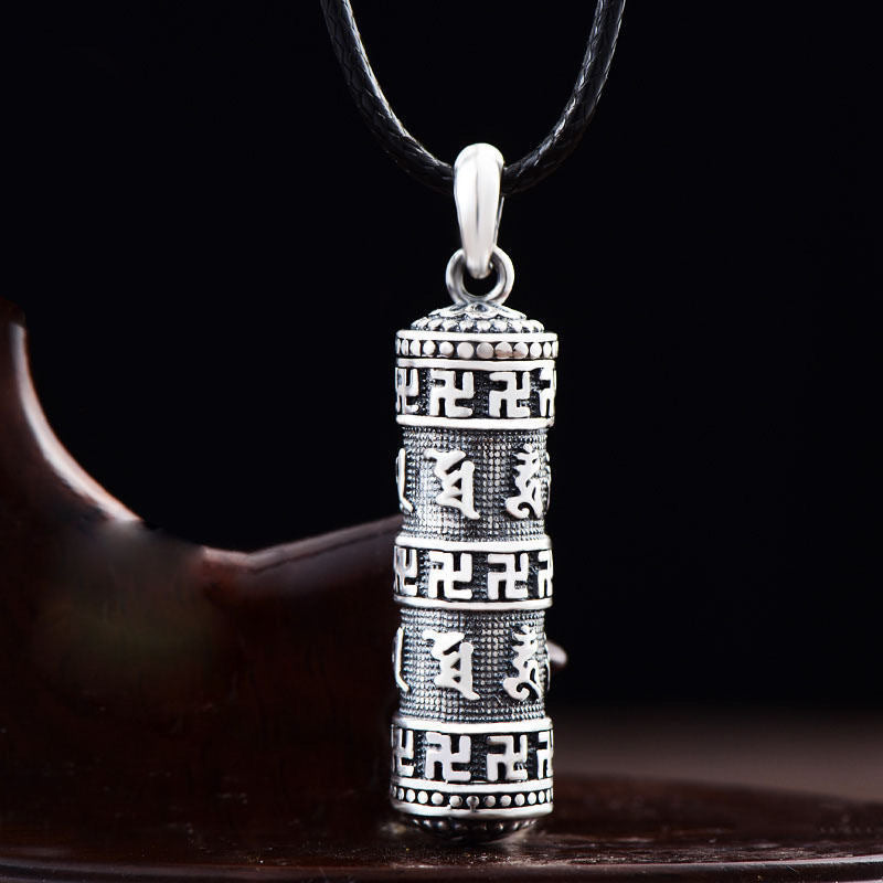 Tibetan Om Mani Padme Hum mystic zen Swastika Luck Necklace Pendant