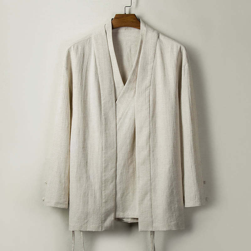 Fall Chinese Hanfu Cotton Linen Men Jacket Clothing