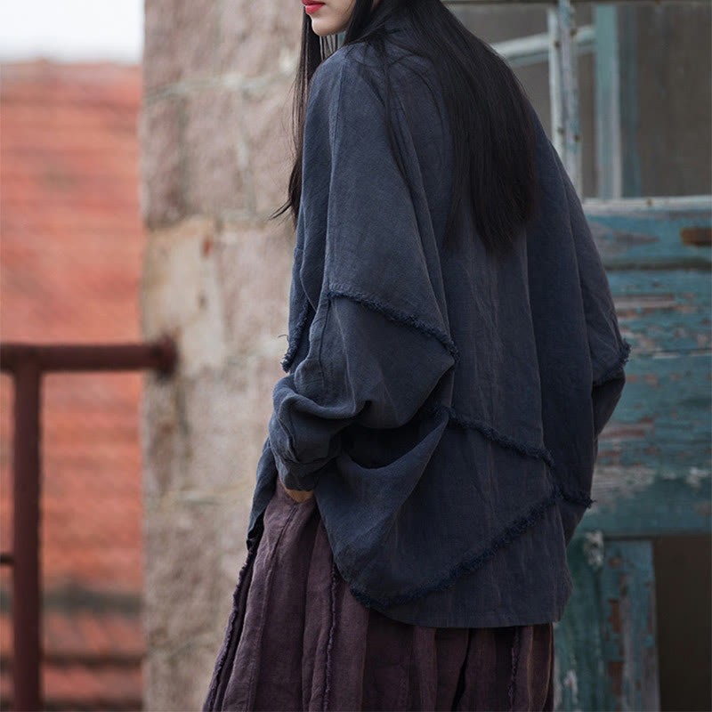 Irregular Splice Ramie Cotton Clothing