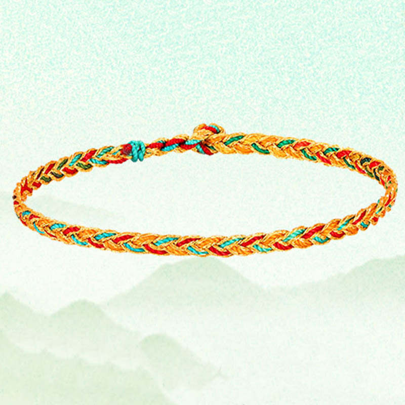 Handmade Multicolored Dragon Scale Pattern Braid String Bracelet