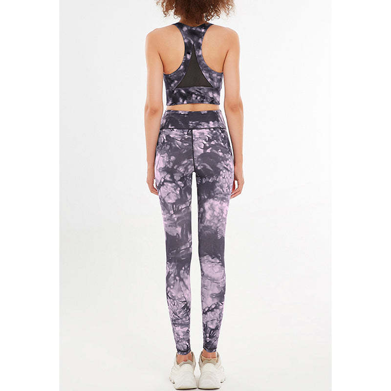 2Pcs Floral Flowers Print Crop Tank Top Pants Sports Gym Outfits Fitness Yoga Women's Yoga Sets