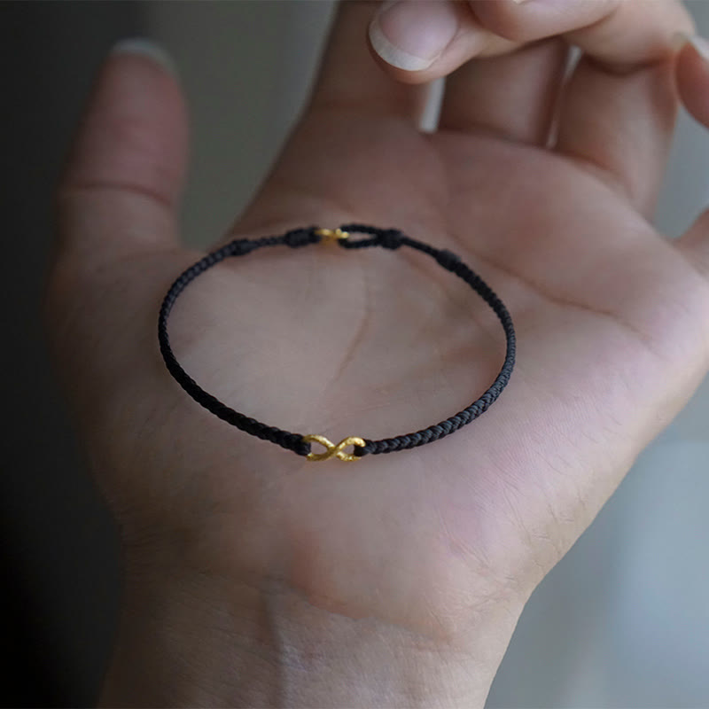 999 Gold Endless Knot Infinity Handmade Luck Rope Bracelet