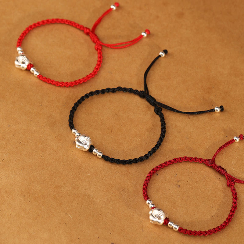 Red String 999 Sterling Silver Snake Head Year of the Snake Luck Bracelet