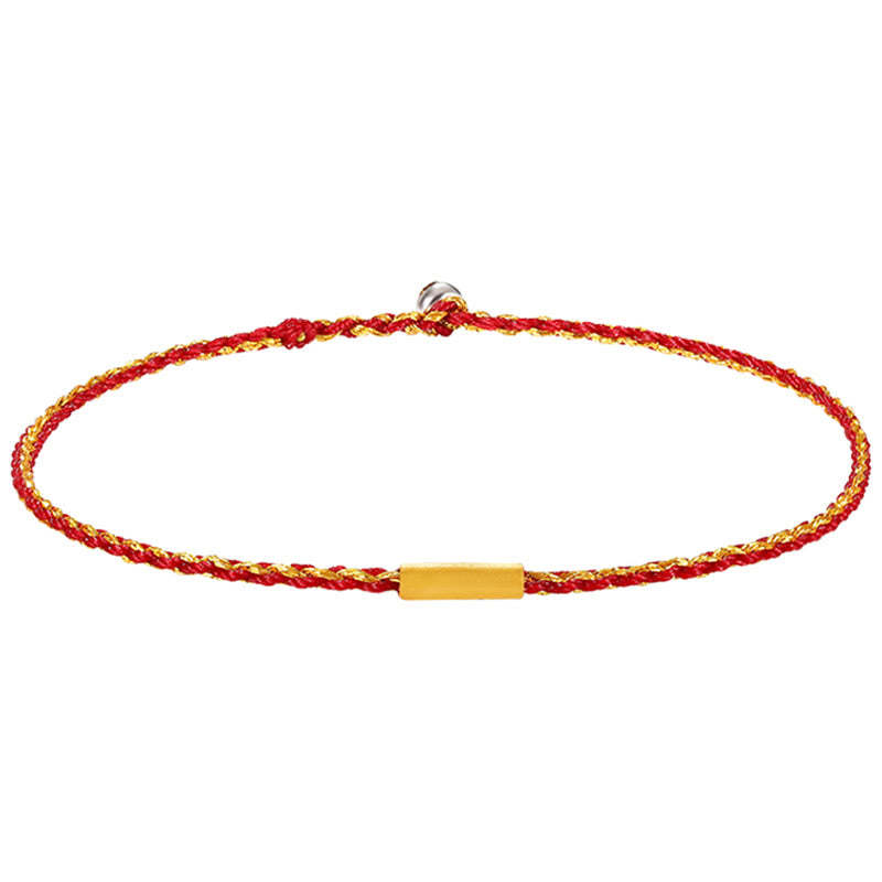 999 Gold Bead Handmade Four Thread Wishful Knots Braided Protection Bracelet