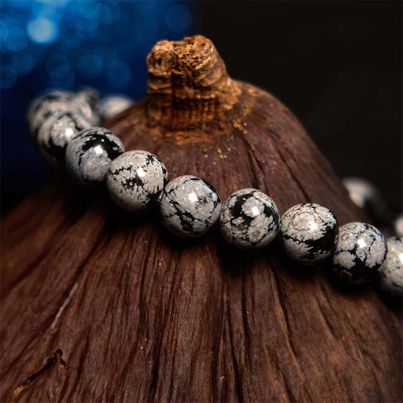 mystic zen Stone Snowflake Obsidian Balance Bracelet
