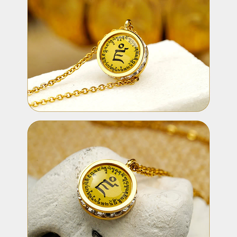 Tibetan Yellow God Of Wealth Green Tara mystic zen Serenity Titanium Steel Necklace Pendant