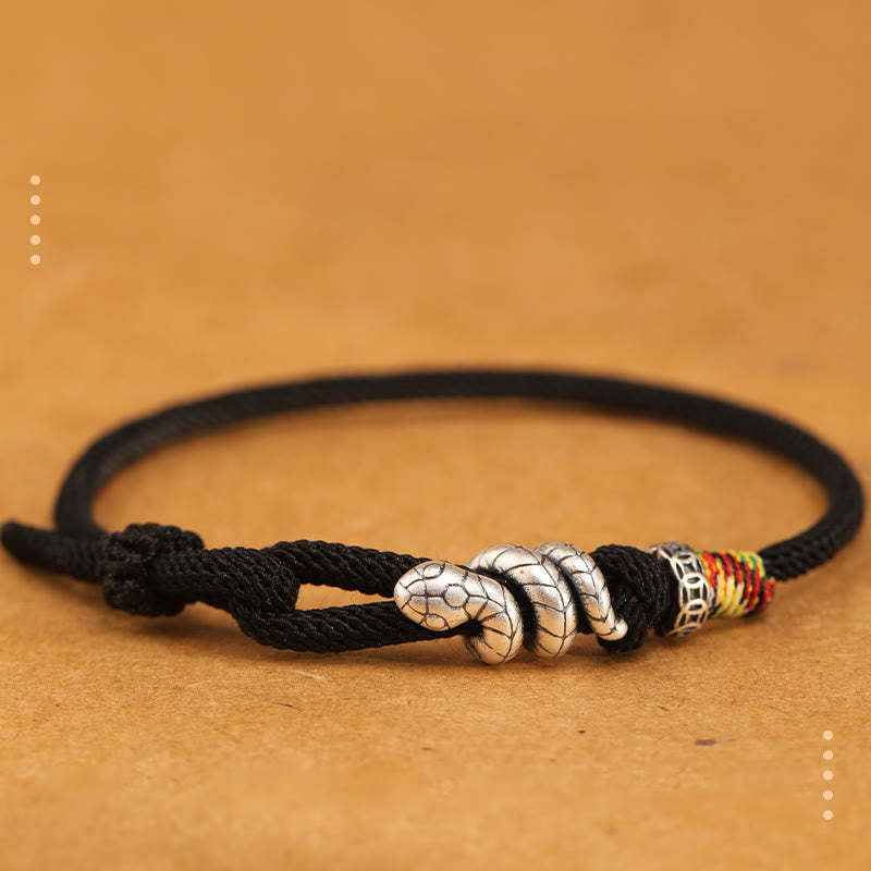 Red String 925 Sterling Silver Year of the Snake Coin Ring Snake Luck Bracelet