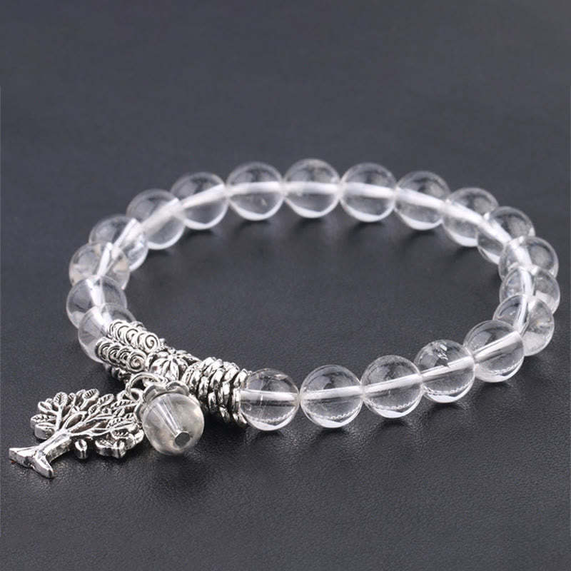Natural Gemstone Tree of Life Lucky Charm Stretch Bracelet