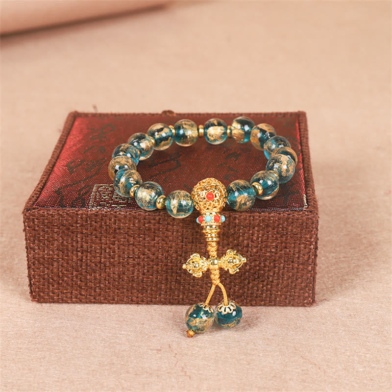 Tibetan Gold Swallowing Beast Family Dorje Vajra Strength Bead Bracelet