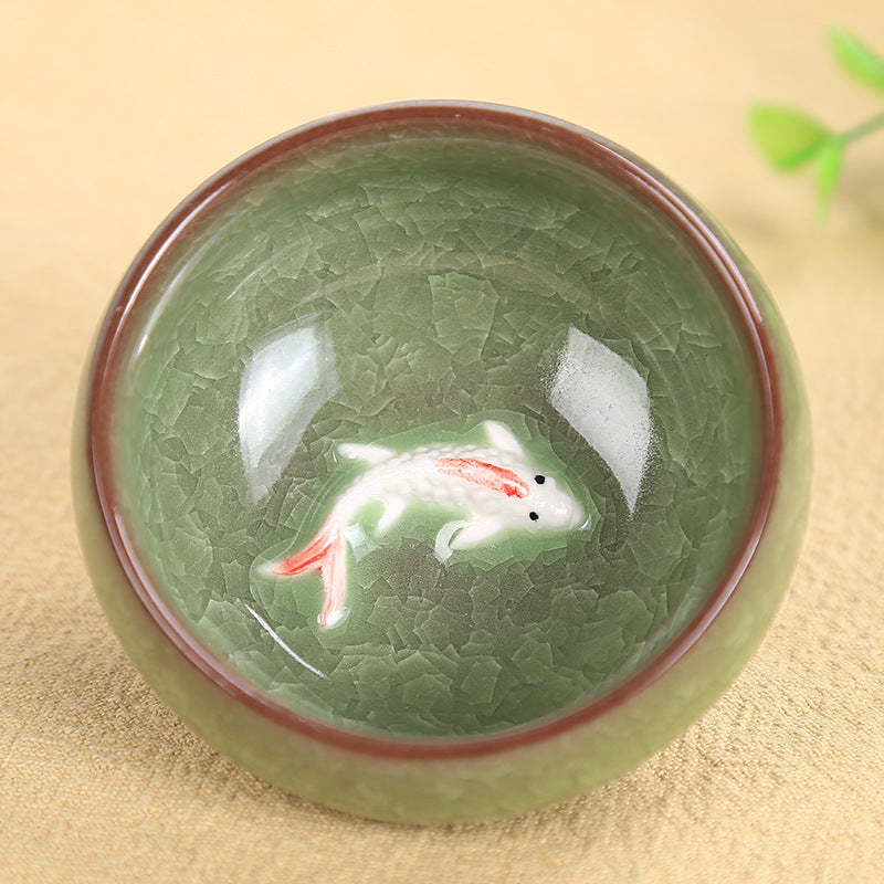 Cute Koi Fish Ceramic Teacup Kung Fu Tea Cup Bowl 45ml