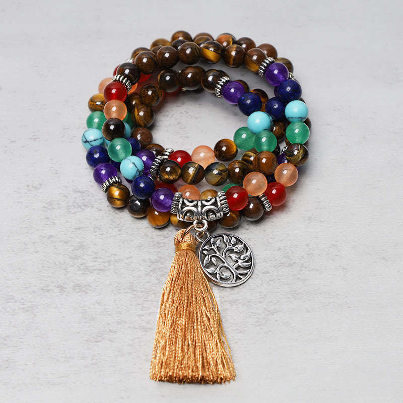 Healing Crystal Mala Prayer Beads 108 Meditation Healing Multilayer Bracelet Necklace